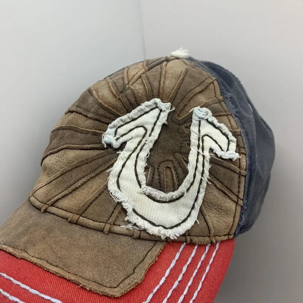 Vintage True Religion Sun Rays Leather Strapback Rare‎ Distressed Baseball Hat